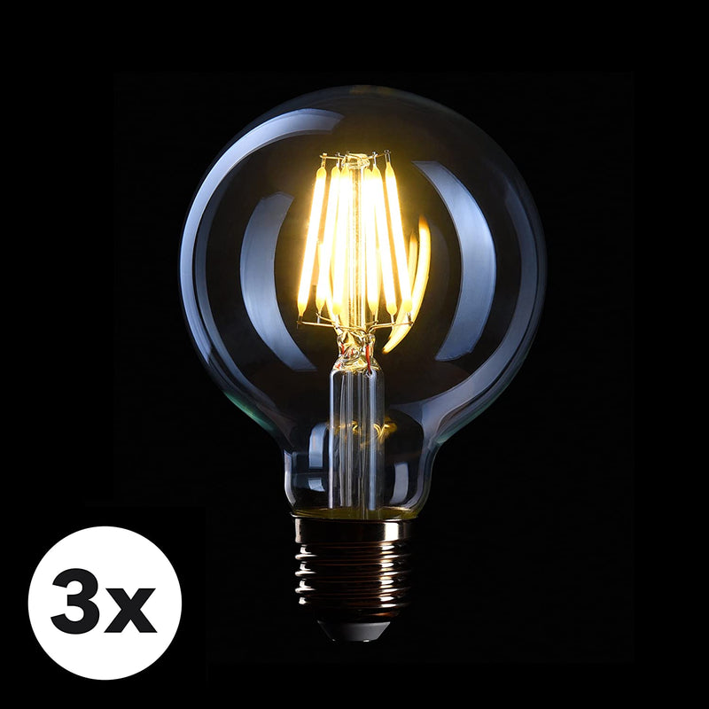 3 x filament lightbulbic E27 version 6W replaces 60w pear warm white 230V fl05 clear