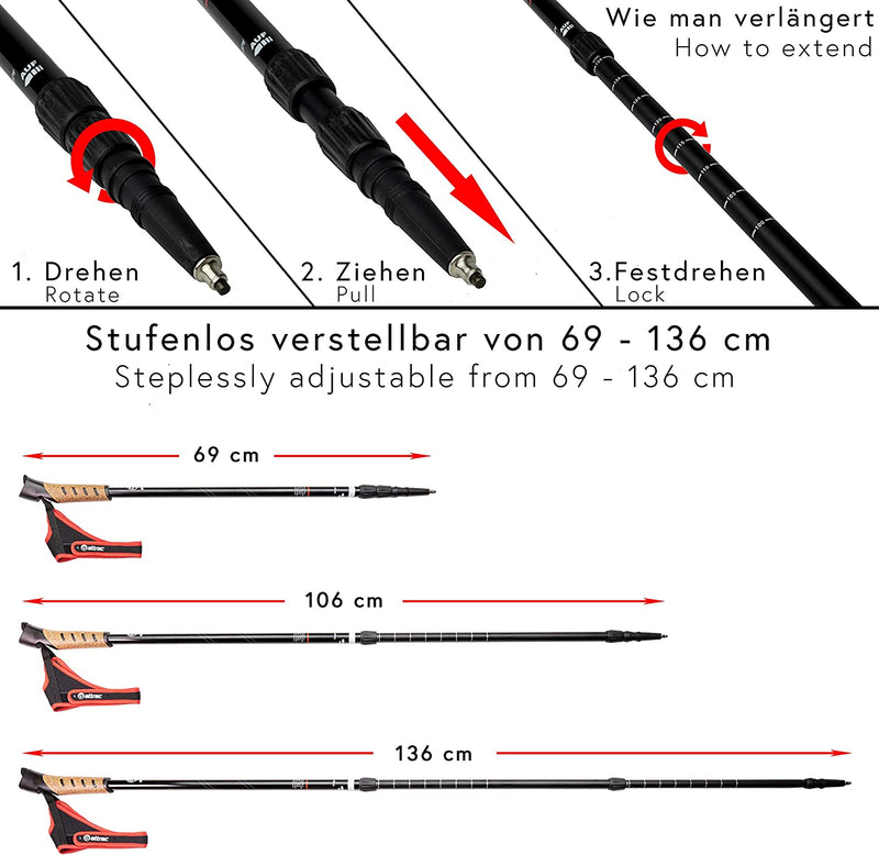 Nordic walking sticks partner package telescope adjustable including Nordic walking app