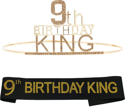 9th Birthday King Crown and Sash for Boy,9th Birthday for Him,9th Birthday King Crown