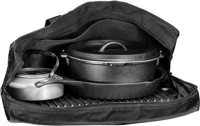 Bruntmor Pre-Seasoned Heavy Duty Cast Iron Dutch Oven Camping Cooking Set with Travel bag