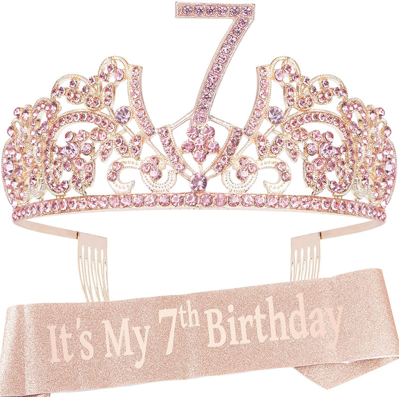 7th Birthday Gifts for Girl, 7th Birthday Tiara and Sash, 7th Birthday Decorations