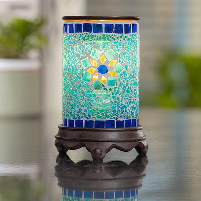 Vp Home Mosaic Glass Fragrance Warmer (Sapphire And Gold)