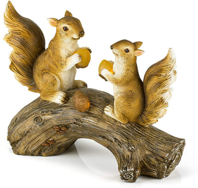 Squirrels On A Log Solar Powered Outdoor Led Garden Light
