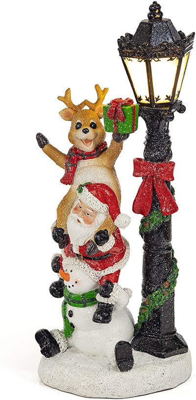 VP Home Santa and Friends Christmas Trio with Glowing LED Lamppost Holiday
