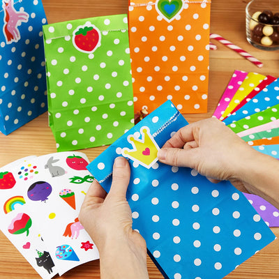 Gift bags paper 20 colorful paper bags for filling and 25 happy stickers