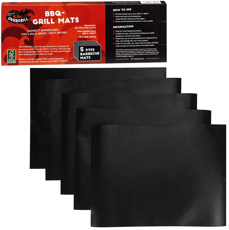 OVERGRILL 5X BBQ Grill Mat: Indirect Cooking up to 500 F with Premium Grill Mats - Grill