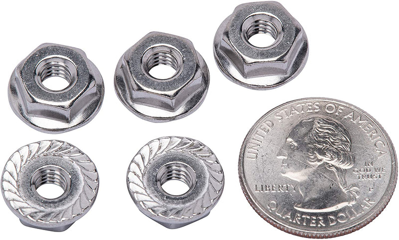 1/4-20 Stainless Serrated Hex Flange Nut, (100 Pack), 304 (18-8) Stainless Steel Nuts