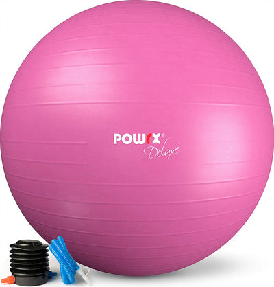 Gymnastics ball antiburst including pump different sizes and colors
