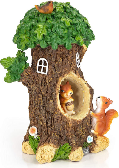 VP Home Nutty Squirrels Treehouse Solar Powered LED Outdoor Decor Garden