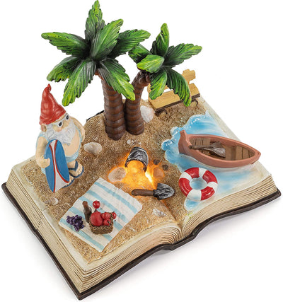 VP Home Surfing Beach Gnome Story Book Solar Powered LED Outdoor Decor Garden