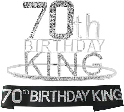 70th Birthday King Crown, 70th Birthday Gifts for Men, 70th Birthday King Sash, 70th