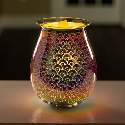 VP Home 3D Art Glass Polychromatic Fragrance Warmer (Scallop Pattern