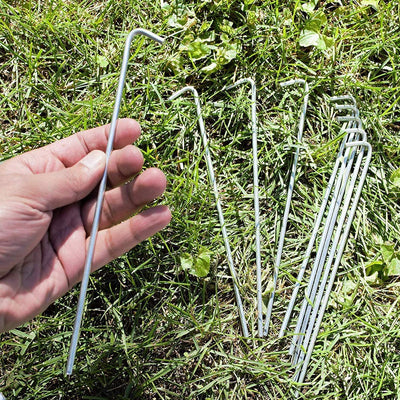 Katzco 9 Inch Tent and Garden Stakes - 10 Piece Galvanized Steel Rust Resistant Pegs -