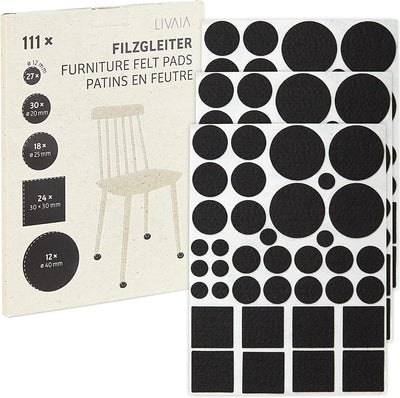 Felt glider self -adhesive white 111x chair felt glider set in 5 sizes as