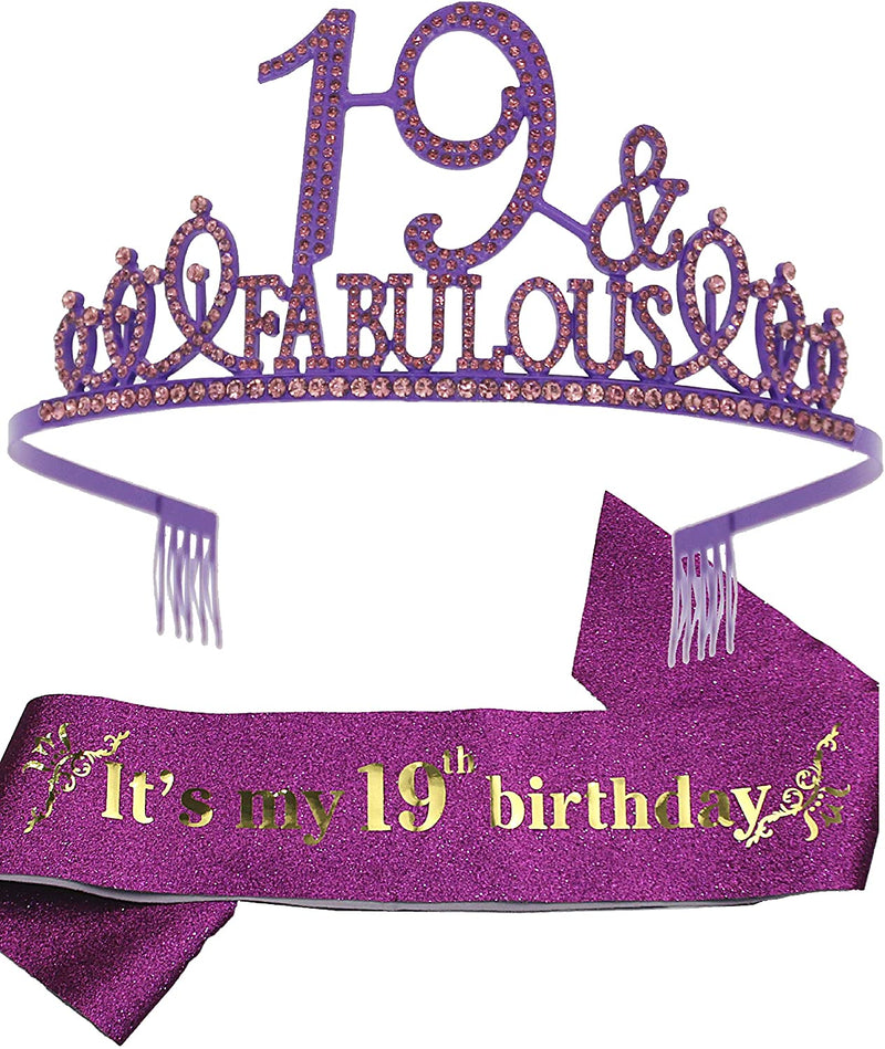 19th Birthday Gifts for Girls, 19th Birthday Tiara and Sash, 19th Birthday Decorations
