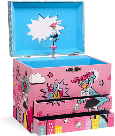 Jewelkeeper Girl Power Superhero Musical Jewelry Box with 2 Pullout Drawers, Fur Elise
