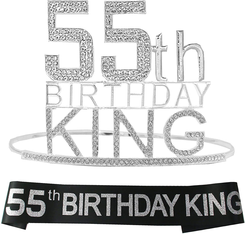 55th Birthday King Crown,55th Birthday Gifts for Men, 55th Birthday King Sash, 55th
