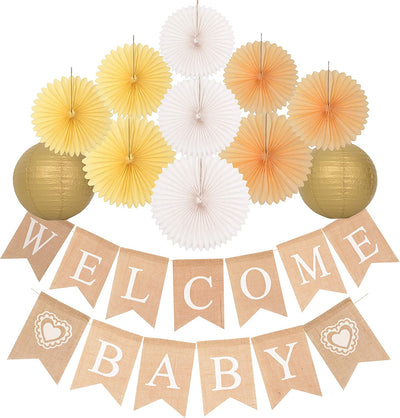 Welcome Baby Party Decoration | Rustic Welcome Baby Burlap Banner | Baby Shower