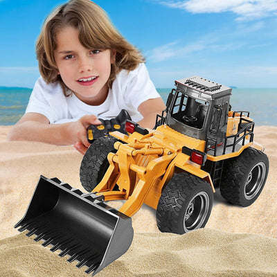 6 Channel Full Functional Front Loader, Rc Remote Control Construction Toy Tractor With
