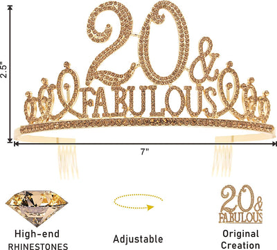 20th Birthday Gifts for Girls, 20th Birthday Tiara and Sash, 20th Birthday Decorations