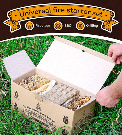 Fire Starters Box: kindling Wood Sticks + fire Starter logs (Similar fatwood) + Fat Wood