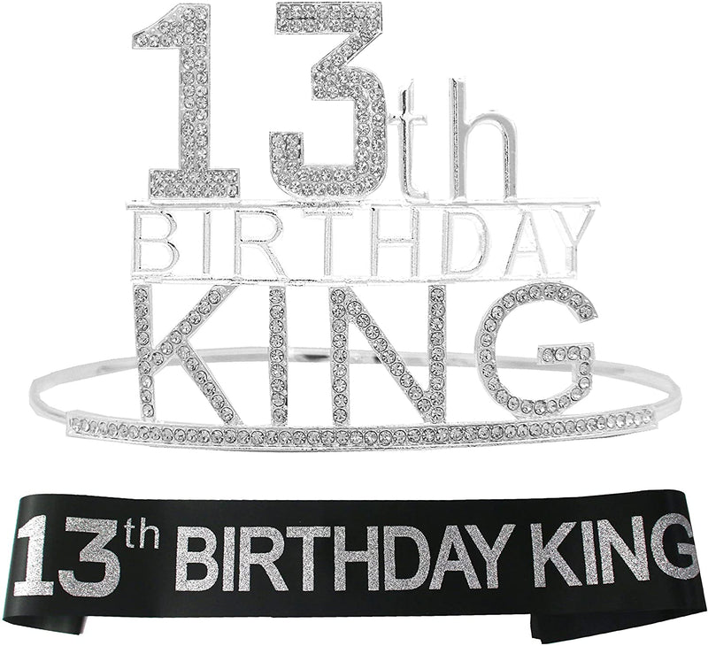 13th Birthday Gifts for Boy, 13th Birthday King Crown,13th Birthday King Sash,13th