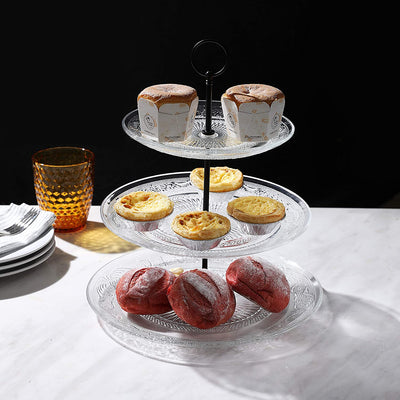 3-Tier Glass Cupcake Stand-Serving