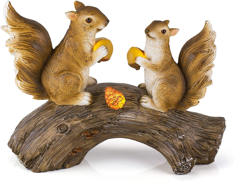 Squirrels On A Log Solar Powered Outdoor Led Garden Light