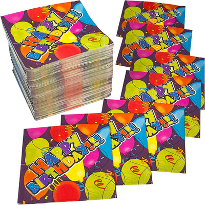 Kicko Happy Birthday Napkins - 13 Inch Disposable Paper Napkins for Parties - 250 Pieces