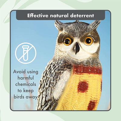 Fake Owl Decoy And Bird Deterrent - Owl Decoys To Scare Birds Away - Effective Bird