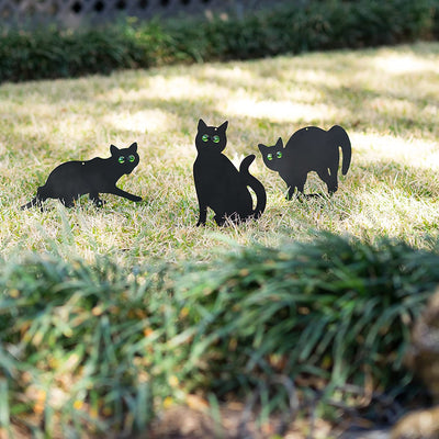 Scare Cats - Black Cat Statues For Outdoor Yard Decoration - Humane Control Metal Cat