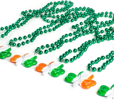 124 St Patricks Day Shamrock Party Favor Set, 12 Rubber Bracelets, 12 Shamrock Bead