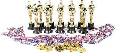 Award Medal of Honor Trophy Award Set of 24; Includes 12 Gold Winner Award Medals; 12 Gold
