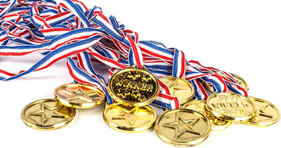 Award Medal of Honor Trophy Award Set of 24; Includes 12 Gold Winner Award Medals; 12 Gold