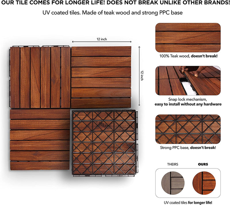 Deck Tiles Outdoor Teak Wood Tile Balcony Flooring Patio Flooring Outdoor Waterproof