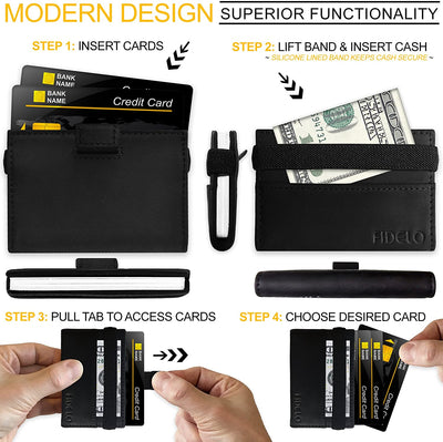 Minimalist Wallet Credit Card Holder  Fidelo Mens Slim Wallet - RFID Blocking + Full