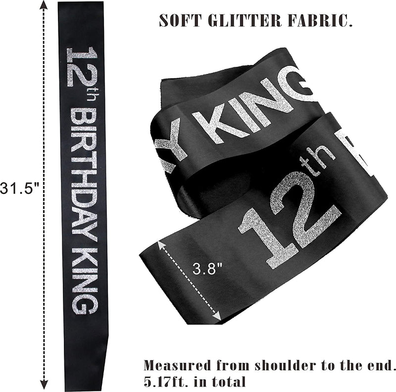 12th Birthday King Crown,12th Birthday Gifts for Boy,12th Birthday King Sash,12th Birthday