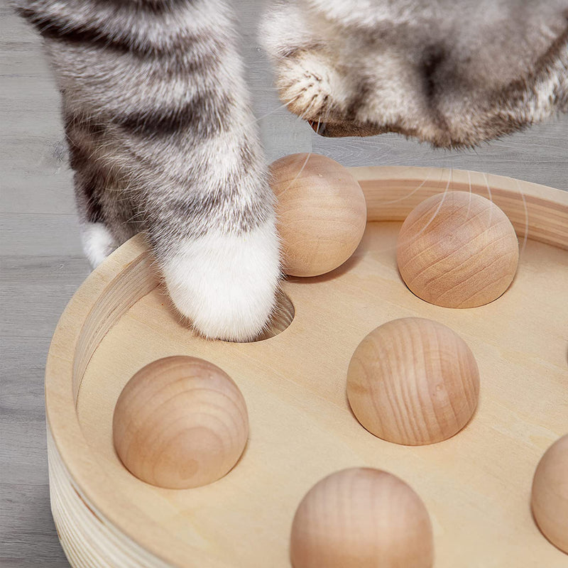 Interactive cat toys with play balls feed toy wood/intelligencesp