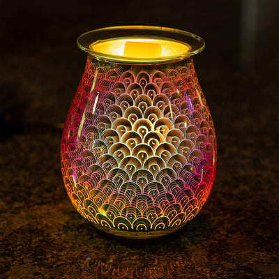 VP Home 3D Art Glass Polychromatic Fragrance Warmer (Scallop Pattern
