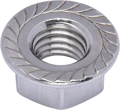 M8-1.25 Metric Stainless Serrated Hex Flange Nut, (50 Pack), 304 (18-8) Stainless Steel