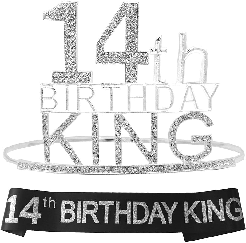 14th Birthday King Crown,14th Birthday Gifts for Boy,14th Birthday King Sash,14th Birthday