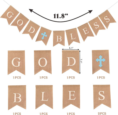 God Bless Baptism Banner | First Communion Party Banner | Christening Decorations