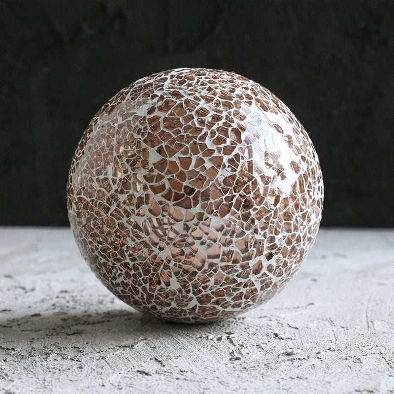 WHOLE HOUSEWARES | Decorative Balls | Set of 3 Glass Mosaic Orbs for Bowls | 4" Diameter