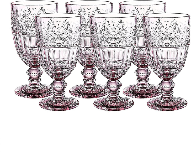 Glass Tumblers | Set Of 6 Drinking Glasses | 11Oz Embossed Design | Drinking Cups For Wa