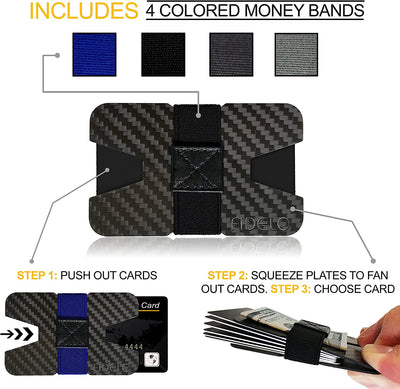 Fidelo Carbon Fiber Minimalist Wallet - Slim Credit Card Holder Money Clip Wallets for Men