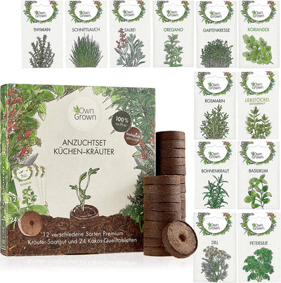 Herbs adding set with 12 varieties and 24 coconut source tablets for kitchen