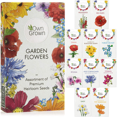 Heirloom Flower Seeds for Planting: Premium Flower Seed Starter Kit with 10 Varieties