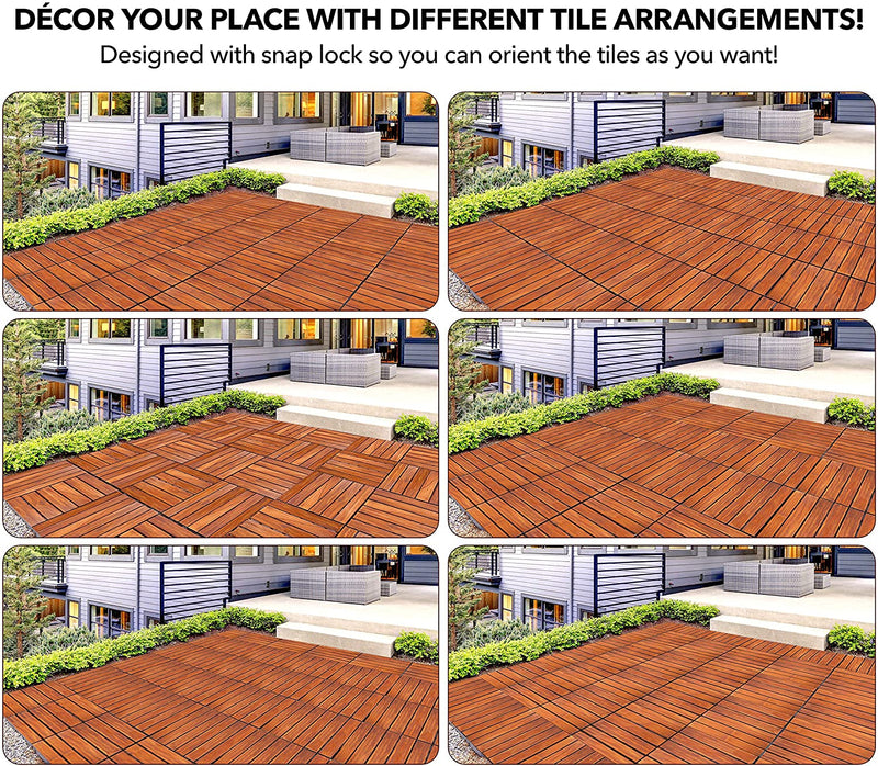 Acacia Wood Outdoor Flooring Interlocking Deck Tiles Patio Flooring Outdoor Waterproof
