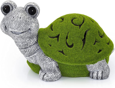 VP Home Lazy Turtle with Flocked Shell Solar Powered LED Outdoor Decor Garden